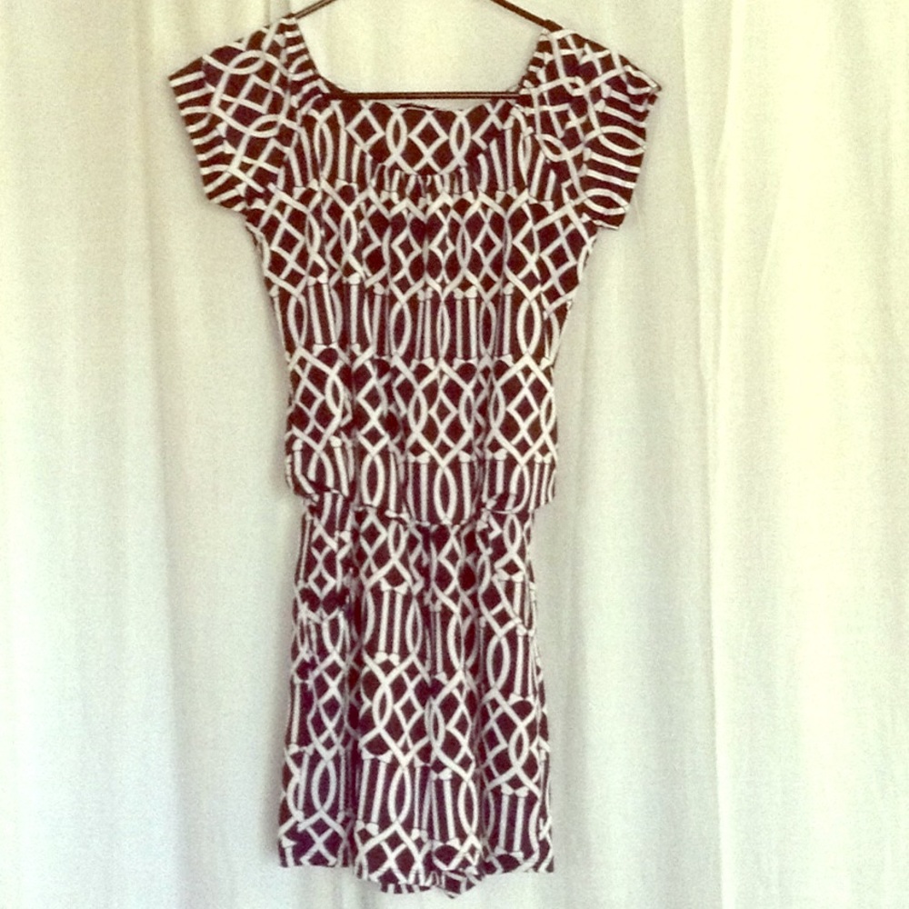 Romper shorts, blue and white